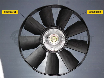 Крыльчатка вентилятора Евро-3 (с вязкостной муфтой в сборе, в обечайке) 758мм. / MAXPOWER